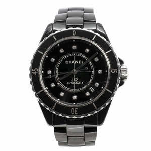 Chanel 38 J12 Automatic Watch Ceramic and Stainless Steel with Diamond Markers